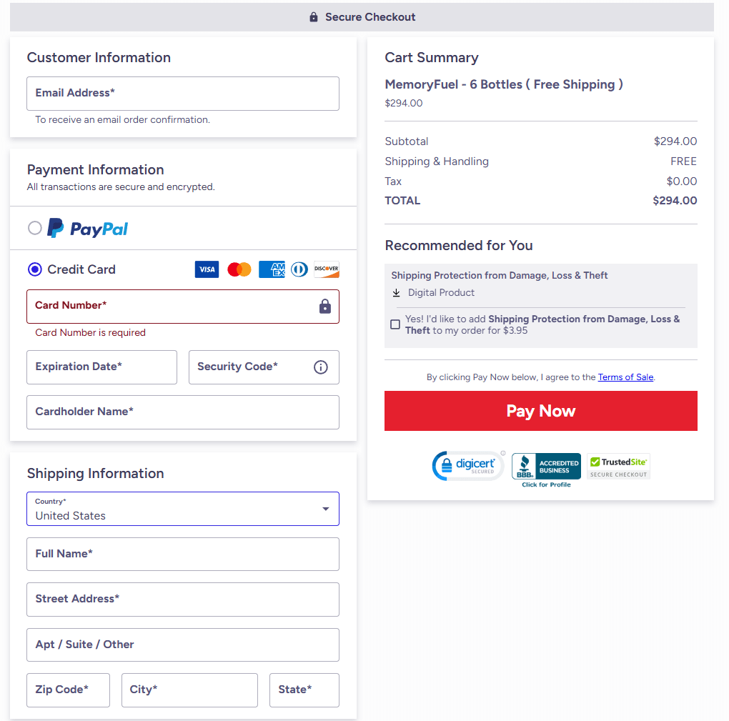 MemoryFuel-order-page